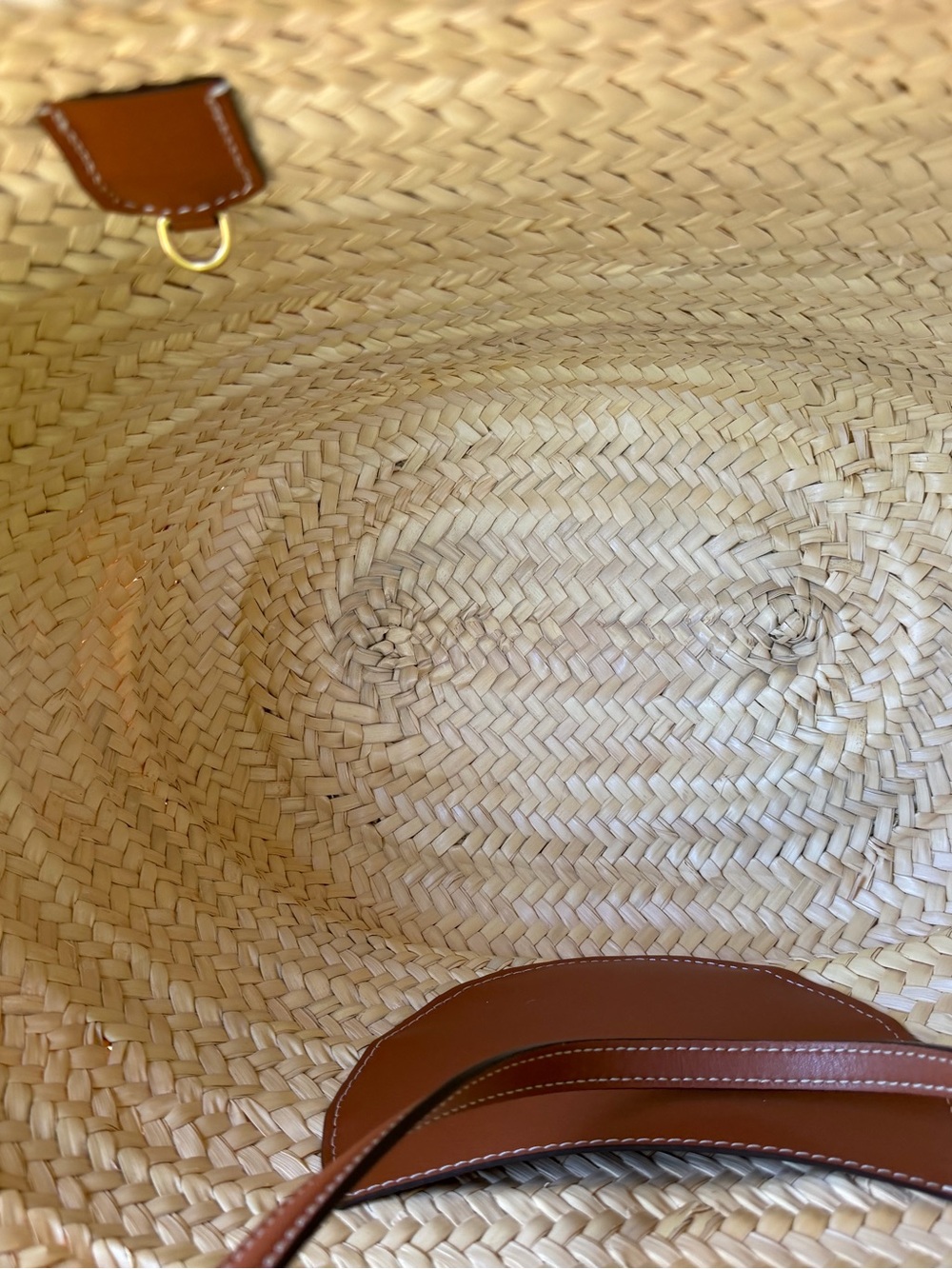 Tory Burch Natural Straw Tote with Brown Leather Trim and Logo - Picture 4 of 6